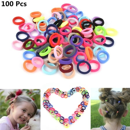100Pcs Hair Ties, Aniwon Cute Elastic No Crease Tiny Hair Bands Ponytail Holder Thick Hair Rope Scrunchies Accessories for Girls