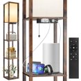 thumbnail image 1 of Floor Lamp with Shelves LED Modern Shelf Floor Lamp with USB Ports Power Outlet Color Temperature Storage Display Wood Column Standing Tall Lamp for Living Room Bedroom Off, 1 of 9