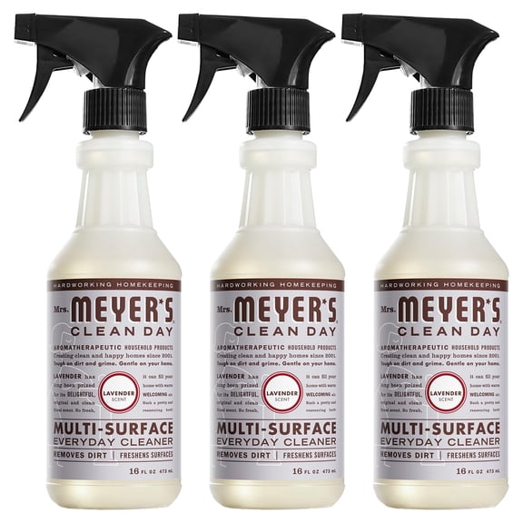 Mrs. Meyer's Clean Day Multi-Surface Everyday Cleaner, Cruelty Free Formula, Lavender Scent, 16 oz- Pack of 3