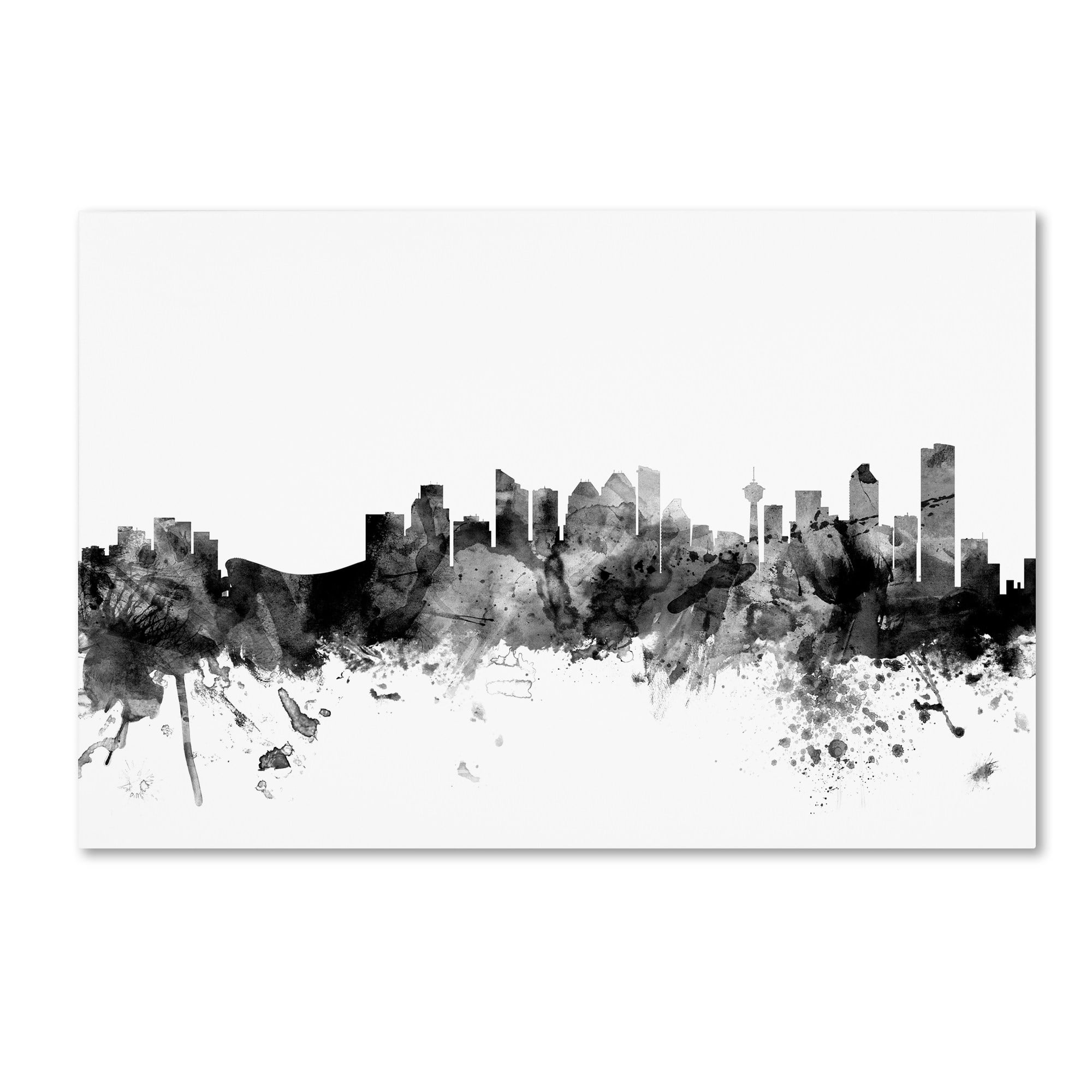 Trademark Fine Art "Calgary Canada Skyline B&W" Canvas Art by Michael Tompsett