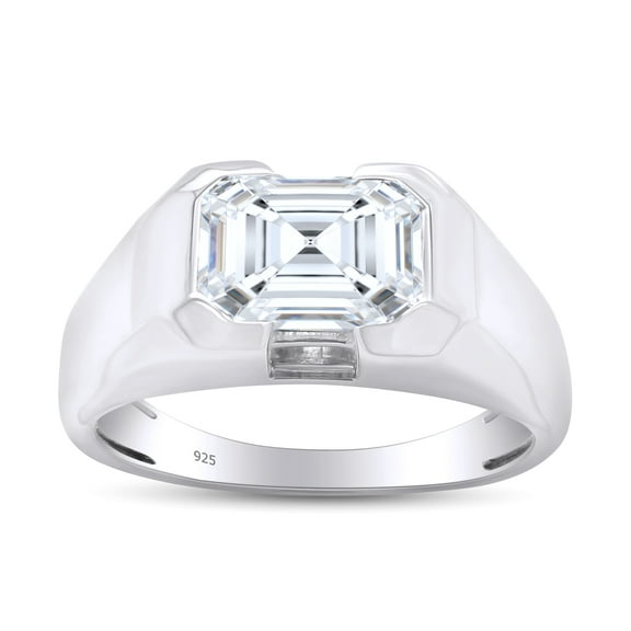 1 3/4 CT Center 8X6MM Emerald Cut Lab Created Moissanite Diamond Solitaire Engagement Ring In 14K White Gold Over Sterling Silver(1.75 Cttw)-5