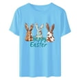 thumbnail image 4 of UPPADA Easter Femmes Oeufs Imprimé T-Shirts Heureux Easter Graphique Bunny Lapin Mignon T-Shirts Manches Courtes Décontracté Col Rond T-Shirts Été Basique Coupe Régulière Chemises Bleu,TTTG, 4 of 5