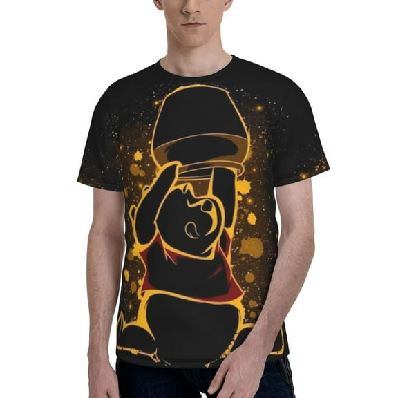 Winnie The Pooh Men's T Shirts Cartoon Graphic Short Sleeve Tees Novelty Casual Unisex Adults Tee Shirt Tops