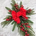 thumbnail image 4 of 23.6in Grave Cemetery Flower Decoration – Artificial Memorial Tombstone Wreath with Bow, Red Green Plastic Floral Arrangement for Funeral, Grave Site, Memorial, Indoor/Outdoor Tribute, 4 of 5