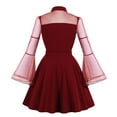 thumbnail image 2 of IBTOM CASTLE Women's Vintage 1950s Cocktail Party Prom Tea Dress Summer Long Bell Sleeve Retro flared A-line Swing Casual Dresses M Wine Red, 2 of 3