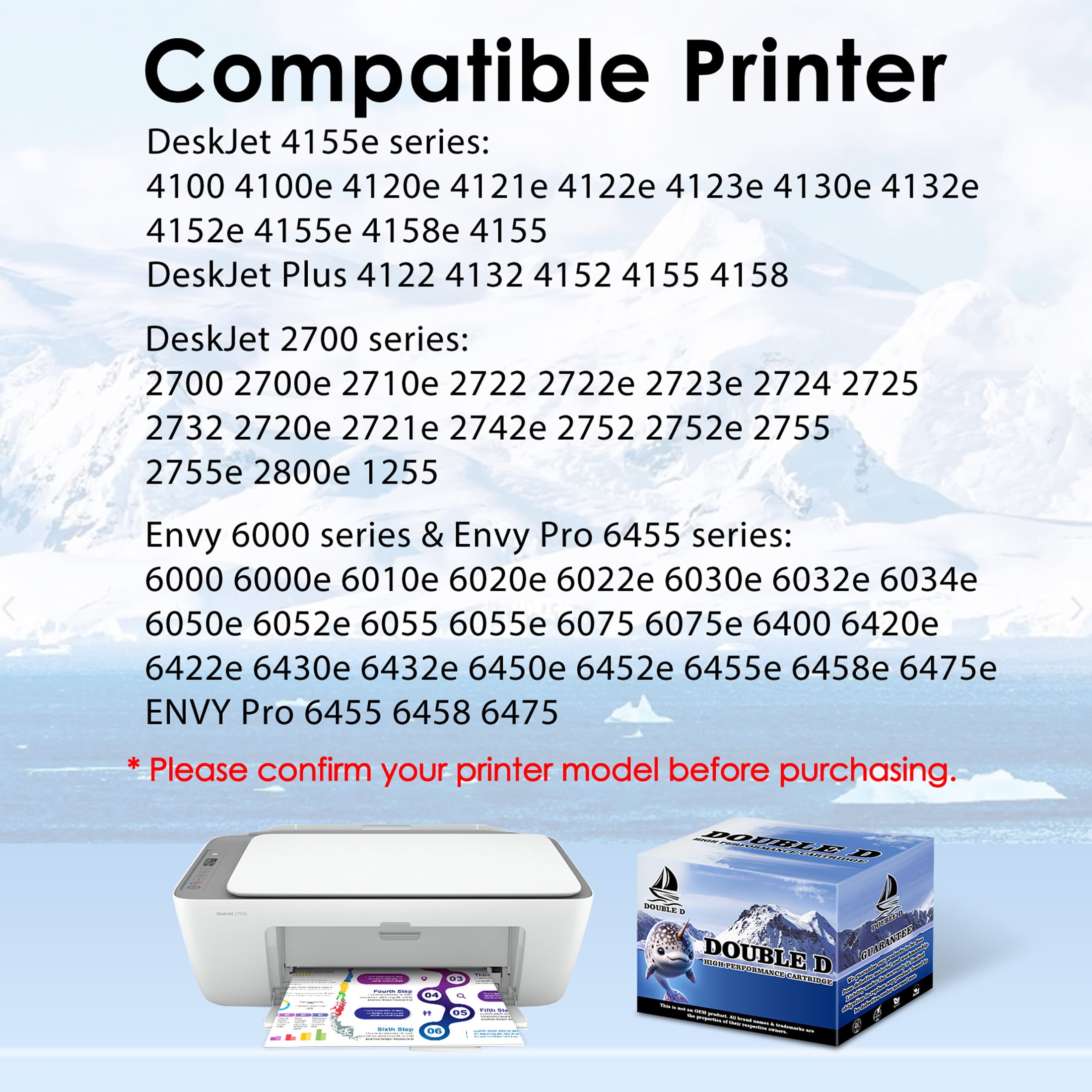 67XL High Yield Black Printer Cartridge compatible with HP Printers