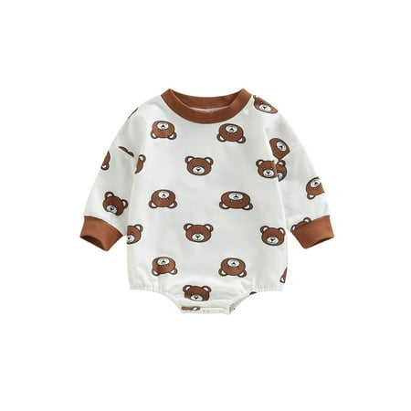 

Sunisery Autumn Newborn Baby Boys Girls Romper Cute Cartoon Bear Printed Long Sleeve Sweatshirt Jumpsuits Bodysuit White 0-3 Months