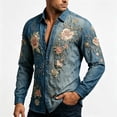 thumbnail image 5 of Yaoyar Men's Bohemian Floral Print Button Down Shirts, Loose Lapel Long Sleeve Vintage Beach Holiday Shirts, 5 of 5
