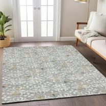 Addison Rugs Chantille Indoor/Outdoor Transitional Floral Gray Washable Rectangle Rug, 9' x 12'