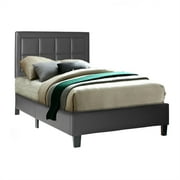 Better Home Products Elegant Faux Leather Upholstered Panel Bed Twin in Black