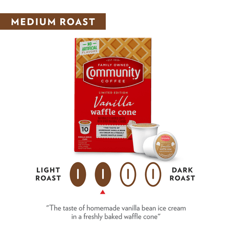 Community Coffee Vanilla Waffle Cone Flavored Keurig Coffee Pods, 24 Ct
