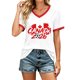 thumbnail image 2 of Women's Football Graphic T-Shirt, Women's V-Neck Short Sleeve Letter Print T-Shirt, Fashion Casual Top for Daily Wear for Soccer Tournament 2026 Hot Pink Size: 2XL, 2 of 5