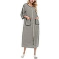 thumbnail image 1 of GPOECD Robe de Nuit Ample à Rayures Confortable et Décontractée Automne Hiver Grande Taille Pyjama Manches 3/4 Gris,m, 1 of 2