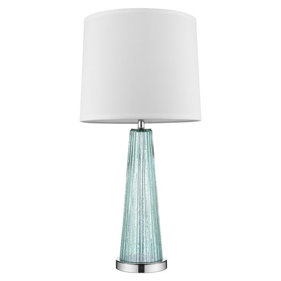 Chiara 1-Light Seafoam Glass And Polished Chrome Table Lamp With Off White Shantung Shade