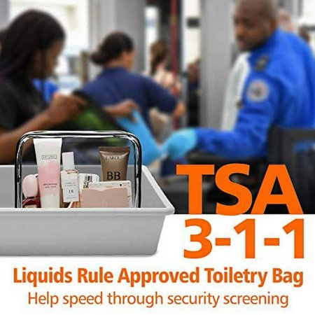 Clear Toiletry Bag, Packism 3 Pack TSA Approved Toiletry Bag Quart Size Bag, Travel Makeup Cosmetic Bag for Women Men, Carry on Airport Airline Compliant Bag