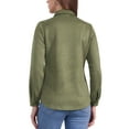 thumbnail image 3 of INSPIRE CHIC Faux Suede Shirt for Women's Stretch Dressy Casual Button Down Long Sleeve Shirt 2024 Fall Clothes M Olive Green, 3 of 6