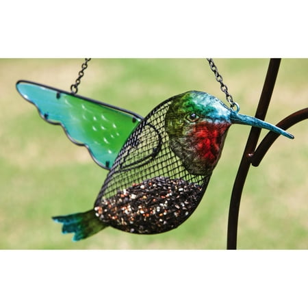 Hummingbird Metal - Evergreen Enterprises Hummingbird Metal and Glass Birdfeeder