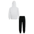 thumbnail image 4 of ZDHoor Boys Girls 2 Pieces Tracksuit Sweatsuit Hooded Pullover Sweatshirt with Sweatpants Jogger Set White&Black 5-6, 4 of 6