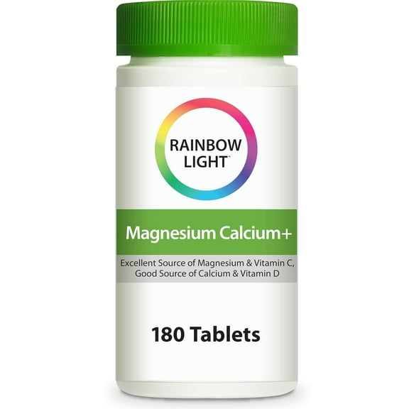 Magnesium Calcium Supplement | 180 Tablets for Men and Women | by Rainbow Light