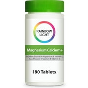 Magnesium Calcium Supplement | 180 Tablets for Men and Women | by Rainbow Light