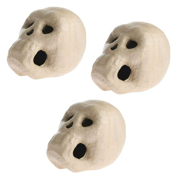 3pc Unfinished Kraft Paper Mache Large Skulls - for Halloween - Factory Direct Craft