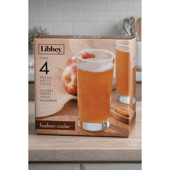 Libbey Hudson 16.3 oz Durable Cooler Glass Set of 4