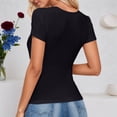 thumbnail image 5 of T Shirts for Women 2026 Summer Short Sleeve Crewneck Hollow out Ribbed Slim Fit Casual Tshirt, 5 of 6