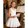 thumbnail image 3 of Aideaone Girls Sleeveless Square Neck Dress Ruched Waist A Line Church Party Style for Tweens Teens 7-16, 3 of 8