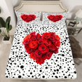 thumbnail image 2 of Homewish Romantic Love Heart Full Size Sheets, Red Rose Floral Bed Sheets, Fashion Polkadots Abstract Sheet Sets, Microfiber Bedroom Decor, 4-Piece, 2 of 7