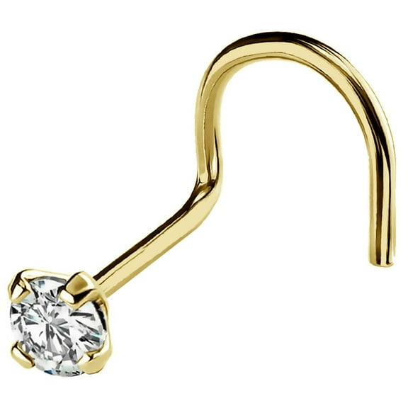 Jewelry Avalanche Nose Screw Stud Diamond 14Kt Yellow Gold 22G Nose Screw, 0.28", NSYG_WD-2.5MM