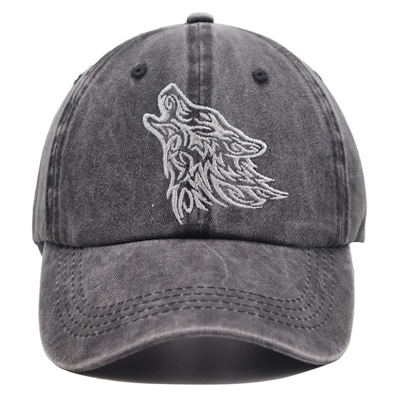 Animal Tribal Wolf Howl Embroidered Unisex Baseball Cap