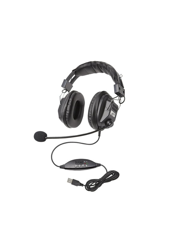 Califone 3068MUSB Over-Ear Stereo Headset with Gooseneck Microphone and Inline Volume Control, USB Plug, Black, Each