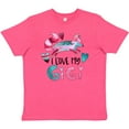 thumbnail image 3 of Inktastic I Love My Gigi Pink and Blue Fox with Hearts Youth T-Shirt, 3 of 5