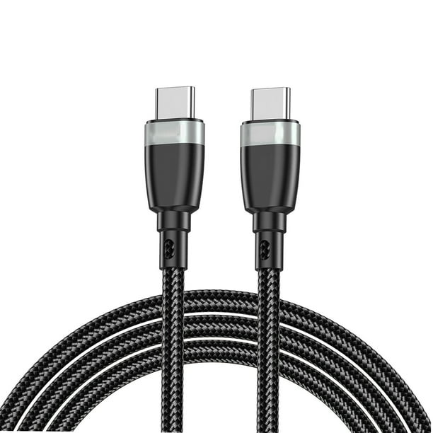 Seitruly Cable de carga rápida de protección de cobertura de 1/2 m 60/100 W (máx.) Cable de tipo C Cable de datos trenzado de nailon para Teléfono y Comunicación negro 2M 100W