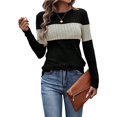thumbnail image 3 of Blusas de Larga con Bloques de Color para Mujer, Conjuntos de Otoño, Suéteres de Invierno y Moda de Principios de Otoño. Negro L, 3 of 9