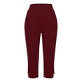 thumbnail image 6 of IDALL Capri Pants for Women Yoga Pants Women Womens Casual Pants High Waisted Pants Side Slit Pull On For Women Casual Lightweight Elastic High Waist Pants 2025 Summer Women'S Pants Wine L, 6 of 6