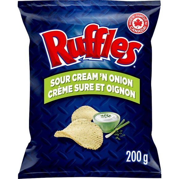 Ruffles Sour Cream 'n Onion Flavoured Potato Chips, 200g