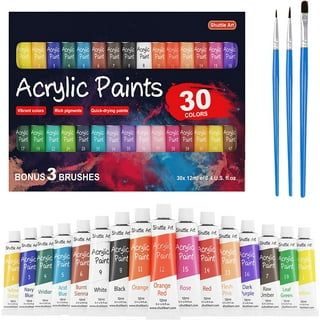Fantastory Acrylic Paint Set 36 Colors(2oz/60ml) w/ 12 Brushes, Pro Craft  Thick Paint Kits. 