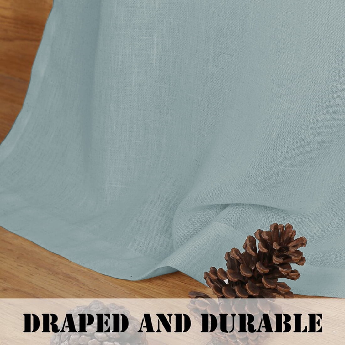 H.Versailtex Linen Sheer Curtains for Bedroom - Airy Linen Texture, Cloud Blue, 2 Panels, 52" x 72"