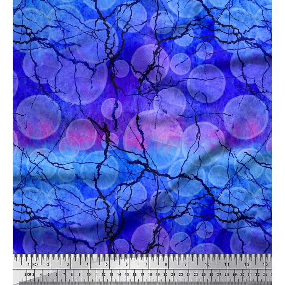 Soimoi Viscose Chiffon Fabric Lemon Slice & Texture Print Sewing Fabric Yard 42 Inch Wide