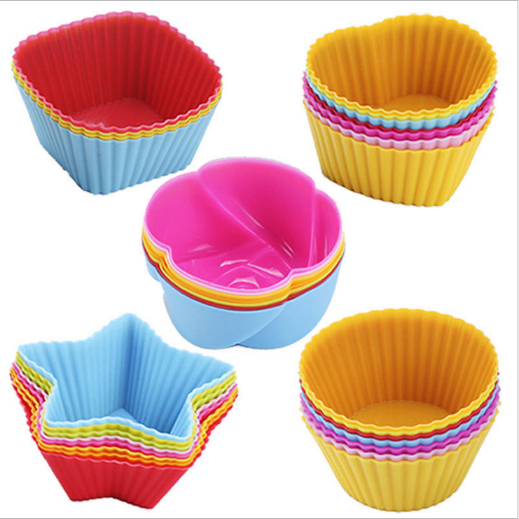 4x Triangle Shape Silicone Muffin Cases Cupcake Mould Baking Reusable Non Stick 