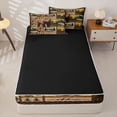 thumbnail image 4 of Erosebridal Wildlife Collage Pattern Zipper Queen Comforter Set with Fitted Sheet and 2 Pillowcases,Wood Panel Print Zipper Bedding Set,Tan Brown Green,Black Reversible, 4 of 6