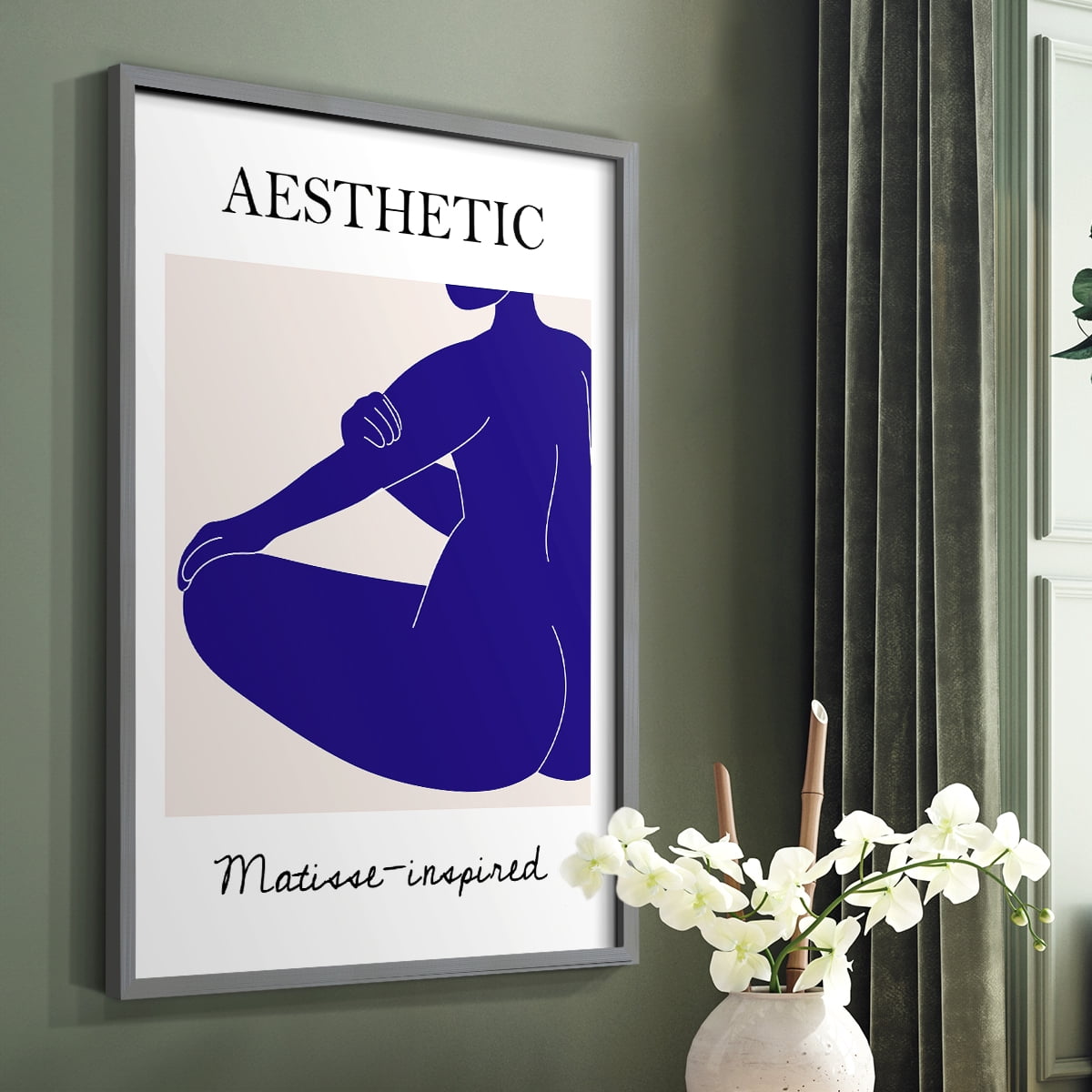 Matisse CXVII Framed Print in Gray Solid Wood 22 x 28 Framed Print