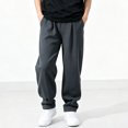 thumbnail image 2 of YUANxueke Athletic Sweatpants for Boys Drawstring Waist Casual Loose Fit Pants with Side Pockets,Dark Gray,Sizes 5-15, 2 of 8