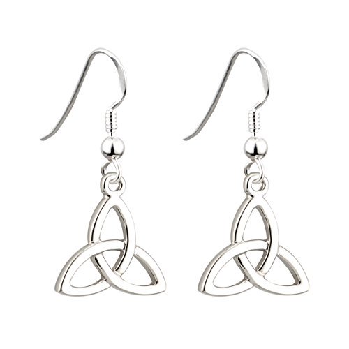 Trinity Knot Earrings Rhodium Plated Drop Made in Ireland
