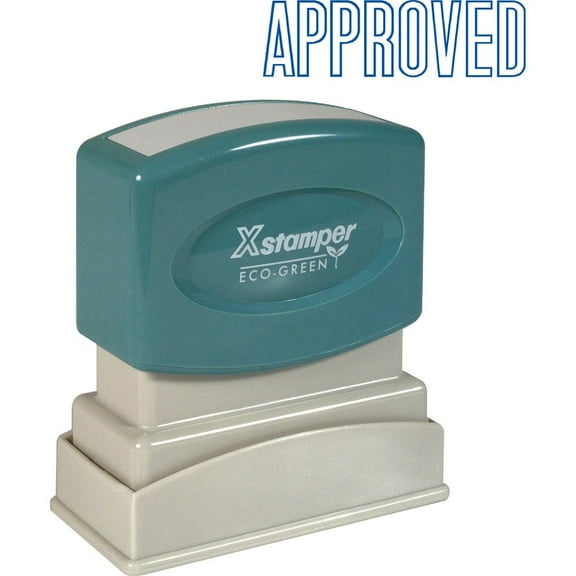 Xstamper APPROVED Title Stamp - Message Stamp - "APPROVED" - 0.50" Impression Width x 1.63" Impression Length - 100000 Impression(s) - Blue - Recycled - 1 Each | Bundle of 5 Each