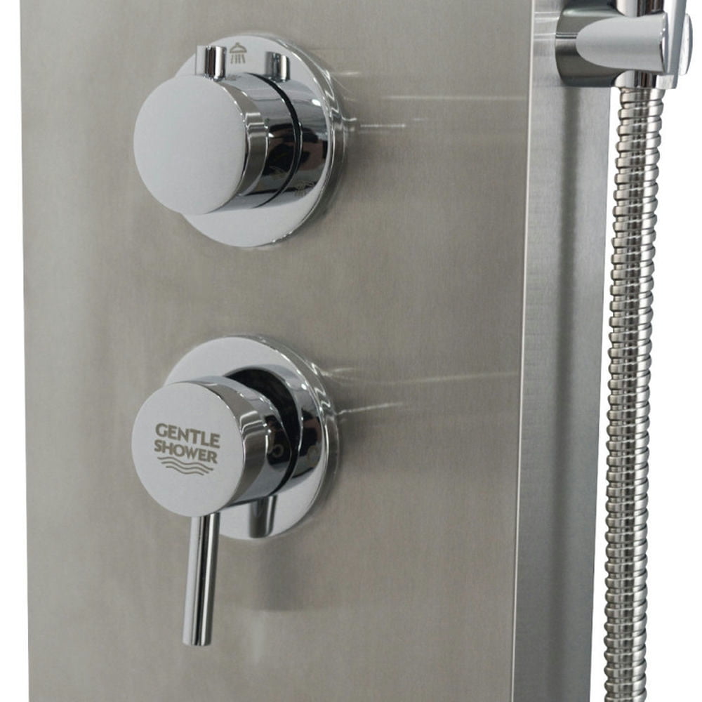 Finihen Shower Panel, Shower Panel Tower System, 57 Inch Stainless Steel Rainfall Shower Panel, Silver Finihen Shower Panel, Shower Panel Tower System, 57 Inch Stainless Steel Rainfall Shower Panel, Silver