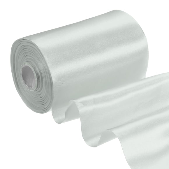 Uxcell Satin Ribbon Roll for Gift Wrapping and Cutting Ceremony Decoration Silver