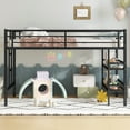 thumbnail image 2 of Generic Twin Metal Loft Bed with Storage Shelf & Ladder, Space-Saving Design with Safety Guardrails, Bedrooms, Dorms & Small Spaces, Black, 2 of 9