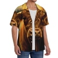 thumbnail image 2 of Balery Sunset Sunflower Cow A Camisa Casual de Manga Corta con Botones para Hombre, Texturizada, Estilo Cubano, para Playa, Verano-4X-Large, 2 of 5